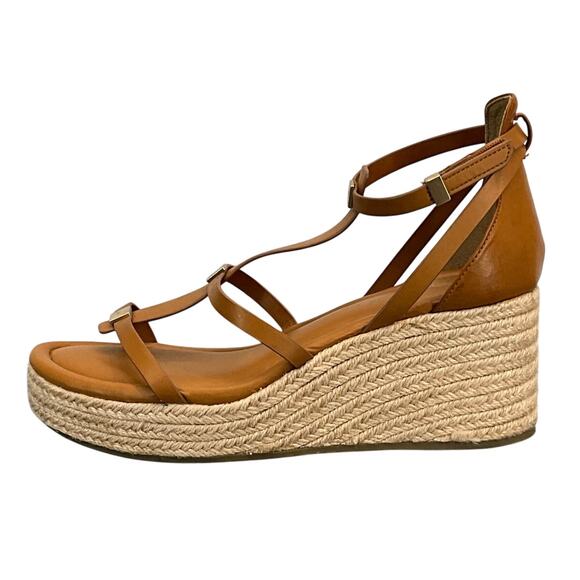 Franco Sarto Brown Leather Gladiator Strappy Platform 3" Wedge Sandal Women 10 - Picture 2 of 9